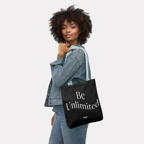 Be Unlimited Black Polyester Canvas Tote Bag